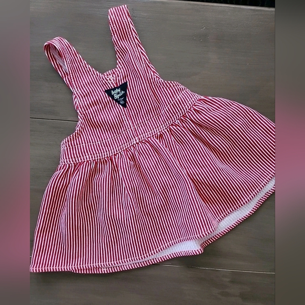 OshKosh B’gosh Baby Red & White Striped Overalls Dress Cotton 18 Month Vestbak - Picture 6 of 10
